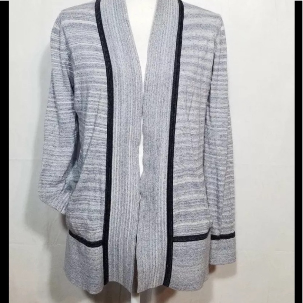 EUC Lou & Gray blue striped open front cardigan  S